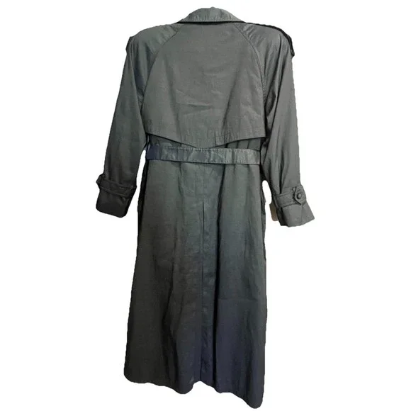 London Fog Vintage Women's Trench Coat 4 Regular Zip Out Lining Green 22" Chest - Picture 2 of 5